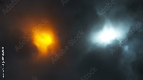 Concept Animation of a cinematic mysterious smoke background with searching lights