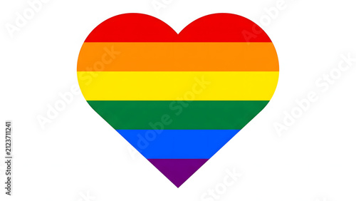 Rainbow heart symbol representing LGBTQ pride love and equality on white background