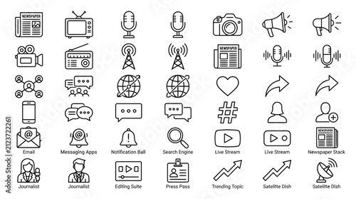 Cuadro en lienzo Nuclear energy line icons set, radioactive power and atomic physics vector symbo