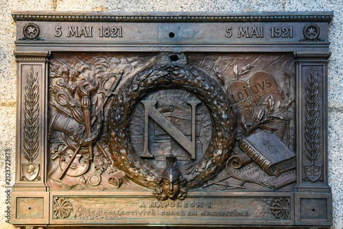 Fotografie Plaque comémorrative dédiée à Napoleon. Ajaccio- Corse- France.