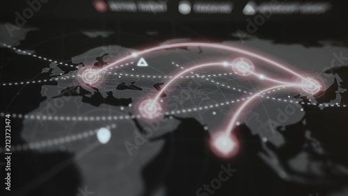 Cuadro en lienzo Global Network of Missile Threat Trajectories