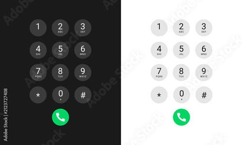 Принти на полотні Mobile Phone Dial Keypad with Numbers and Letters Light and Dark Vector Mockup