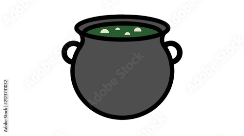 Witch Cauldron Pot flat vector illustration, Halloween witch cauldron pot icon, spooky October party decoration clipart design