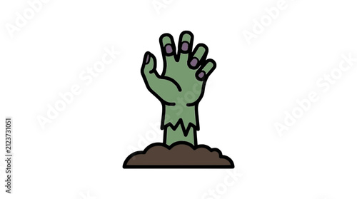 Zombie Hand flat vector illustration, Halloween zombie hand icon, spooky October party decoration clipart design
