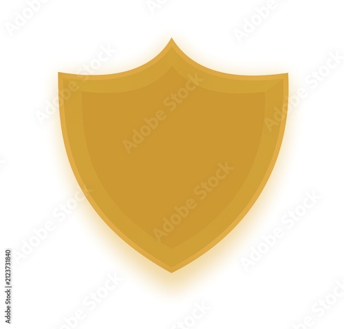 Gold shield icon. Vector illustration.