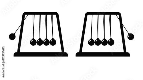 Newton s Cradle Illustration Black Silhouette On White Background