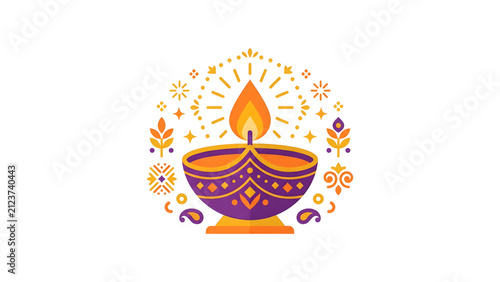 Colorful traditional Indian Diwali oil lamp diya illustration