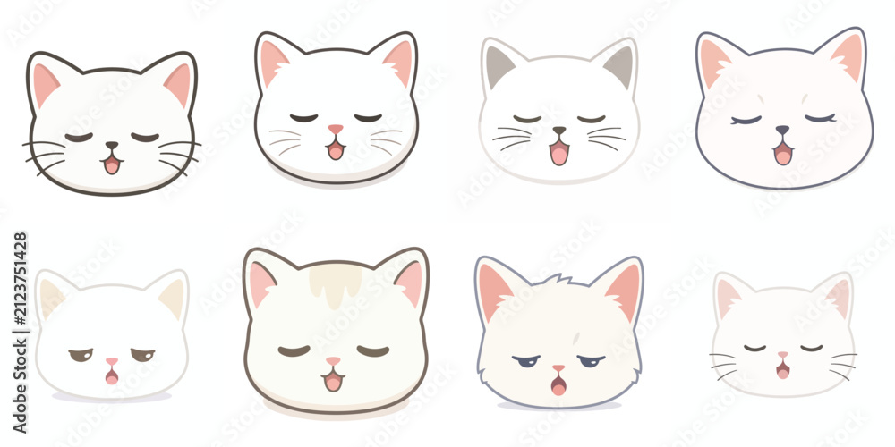 Fototapeta premium Cat expression vectors. International Cat Day theme. Vektor, ilustration, minimalist, flat