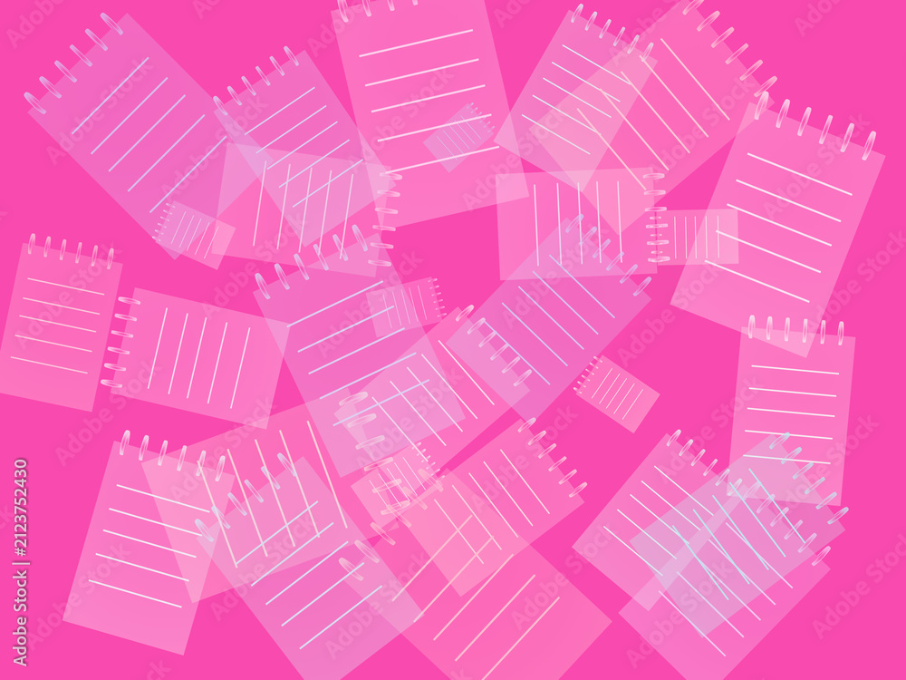Fototapeta premium Pink notepads spiral bound on pink background