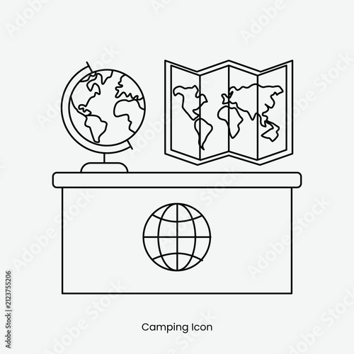 Geography and Travel Desk Icon Illustration Set