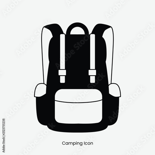 Black and White Backpack Isolated Slhouette