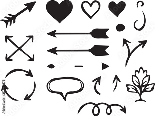 vector set of heart and arrows icons