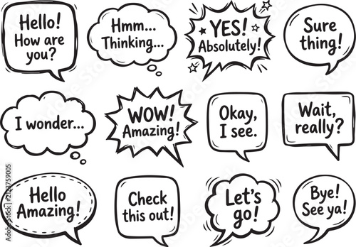 set of doodle speech bubbles