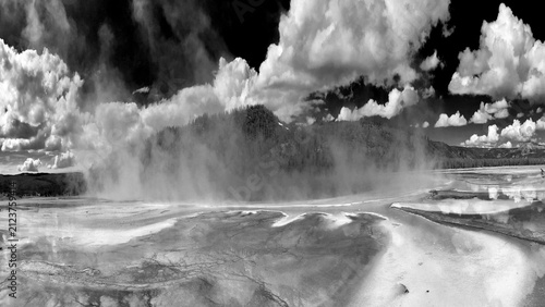 Принти на полотні Balck and white infra red image of  the Grand Prismatic Spring, Yellowstone Nati
