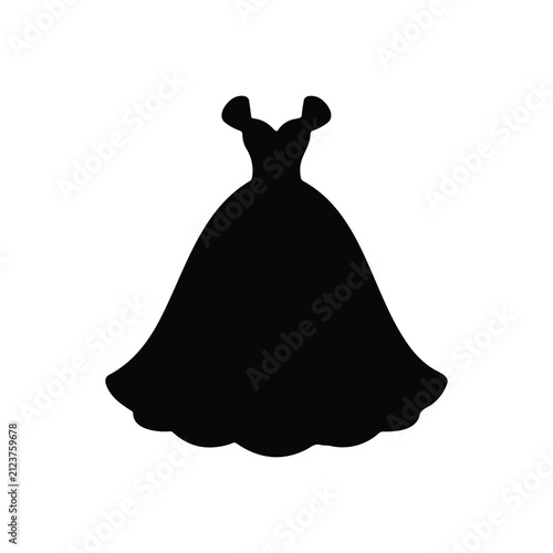 Princess dress silhouette vector flat illustration design.