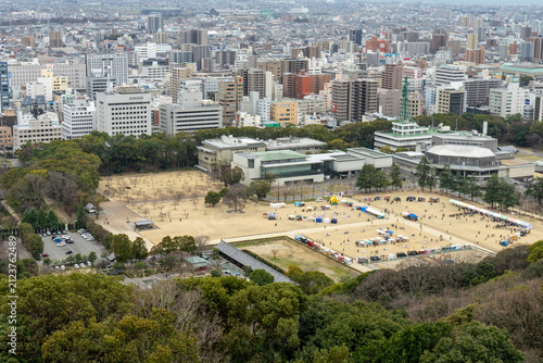Panoramic View of Matsuyama City from Matsuyama Castle, Japan