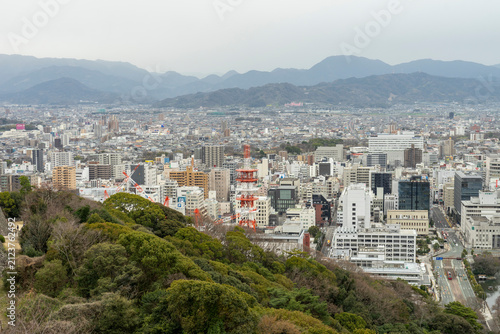 Panoramic View of Matsuyama City from Matsuyama Castle, Japan