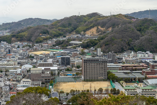 Panoramic View of Matsuyama City from Matsuyama Castle, Japan