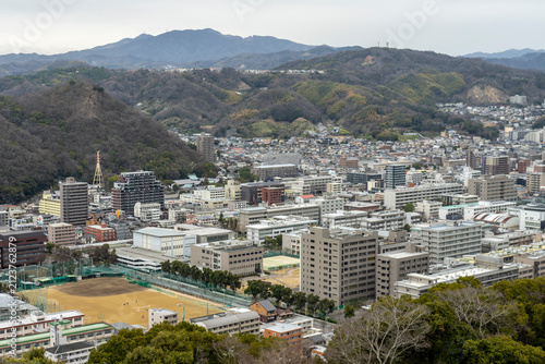 Panoramic View of Matsuyama City from Matsuyama Castle, Japan