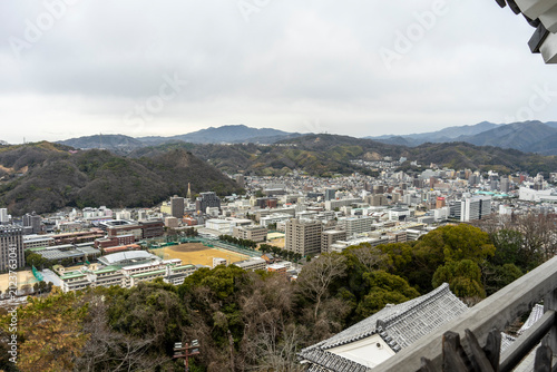 Panoramic View of Matsuyama City from Matsuyama Castle, Japan