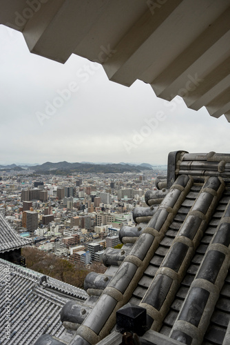 Panoramic View of Matsuyama City from Matsuyama Castle, Japan
