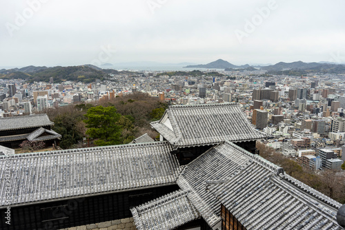 Panoramic View of Matsuyama City from Matsuyama Castle, Japan