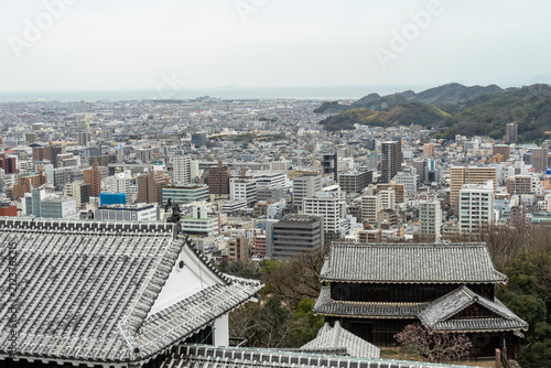 Panoramic View of Matsuyama City from Matsuyama Castle, Japan