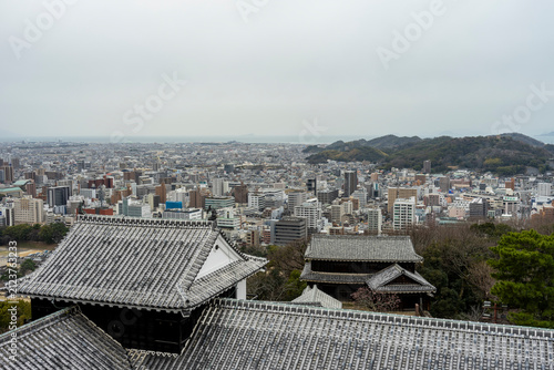 Panoramic View of Matsuyama City from Matsuyama Castle, Japan
