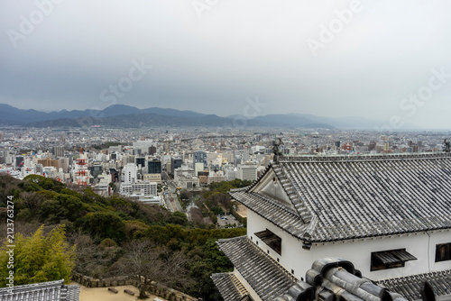 Panoramic View of Matsuyama City from Matsuyama Castle, Japan