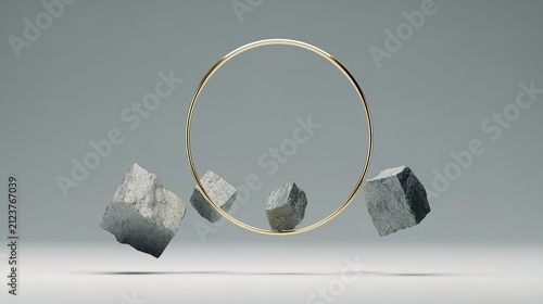 topdown. Large golden circle hovering above small grey shapes, symbolic composition. event programs, museum guides, designed for cultural heritage projects and event programs, used by hr managers.