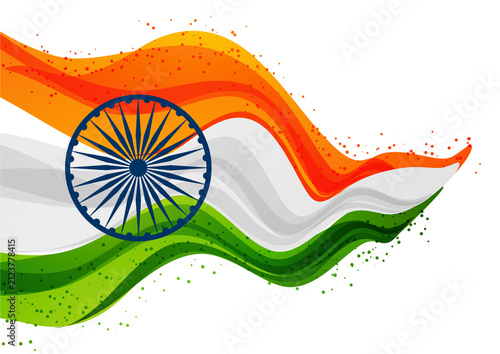 Fotografie Indian flag wave with Ashoka Chakra