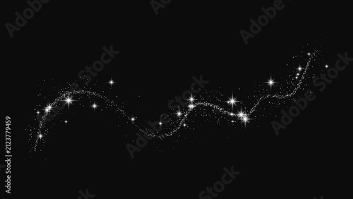 Silver glittering confetti wave and stardust