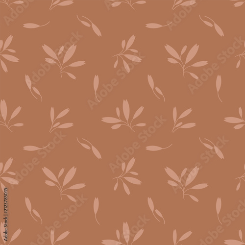 Quadro su tela Elegant floral seamless background featuring delicate leaf silhouettes and branches