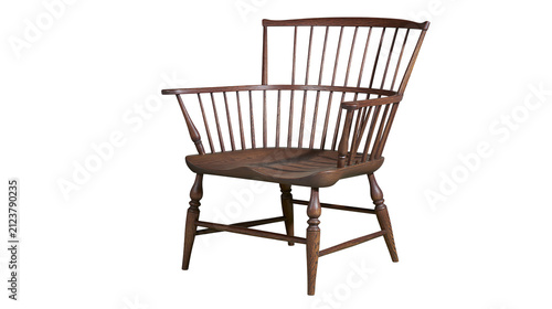 Fotografía Antique wooden Windsor armchair with spindle back, isolated on transparent backg