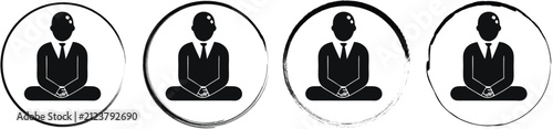 Obraz na plátně Four circular featuring a black silhouette of a person sitting in a meditative l