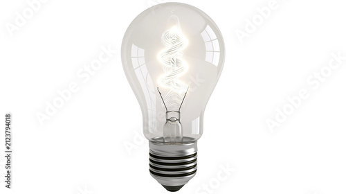 Obraz na płótnie Clear glass incandescent light bulb with glowing filament, isolated on transpare