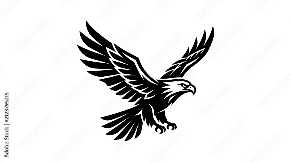 Fototapeta premium Majestic Eagle Bird Flying with Wings Spread Wide.