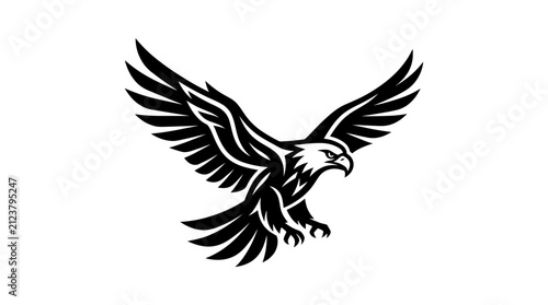 Obraz na plátně Majestic Eagle in Flight Silhouette.