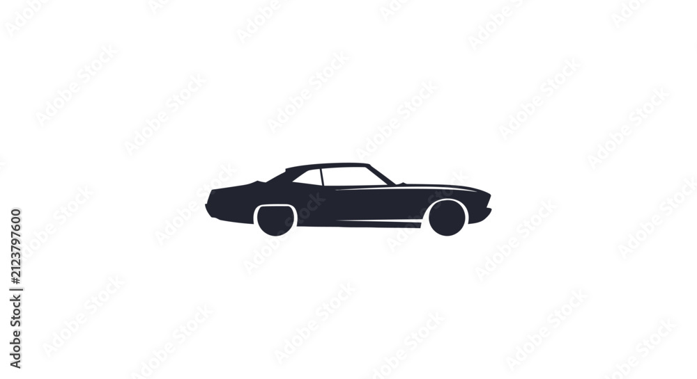 Fototapeta premium A simple black silhouette of a classic vintage sports car on a white background