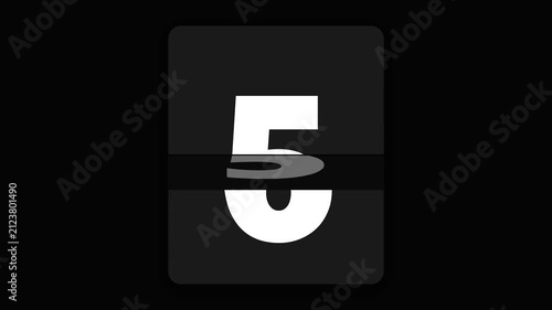 Modern Mechanical Flip Countdown Timer Animation from Ten to One on Black Background 4K Video