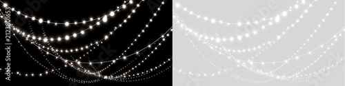 Konstfotografi Glowing fairy light strings draped overlay on transparent background
