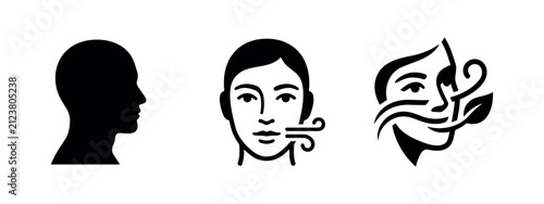 Картината върху платно Human Breathing and Fresh Air Concept Icons Set