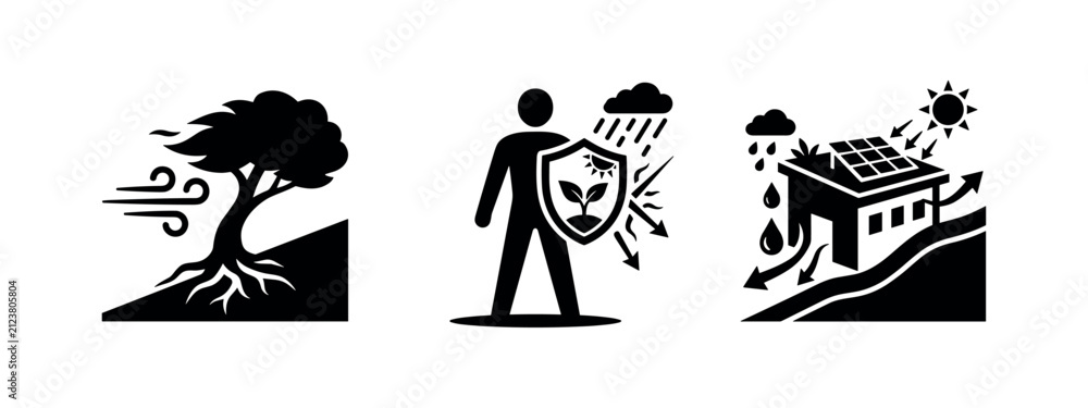 Fototapeta premium Environmental Protection and Sustainable Energy Icons - Nature Resilience