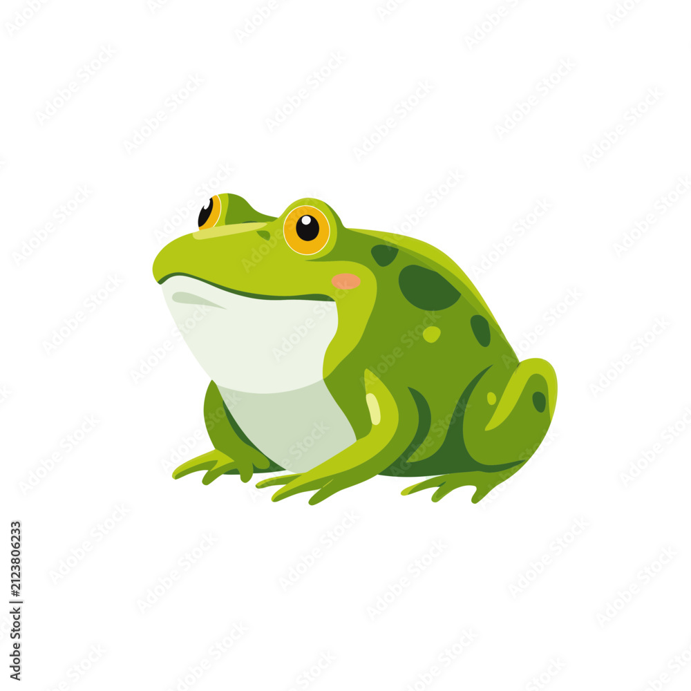 Obraz premium Green frog vector icon isolated