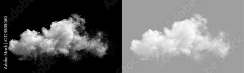 Fotografie Realistic white cloud cloudscape isolated on black and transparent background