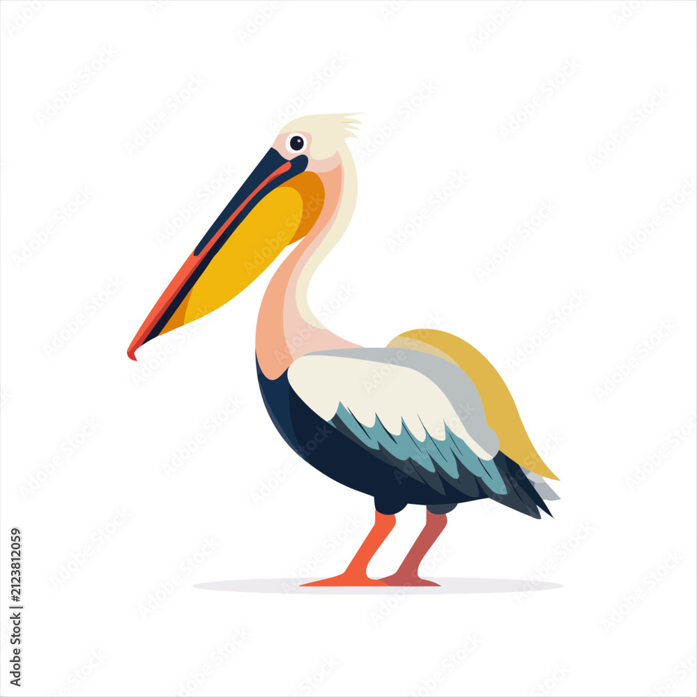 Obraz premium Stylized Pelican Bird Icon Isolated on Transparent Background