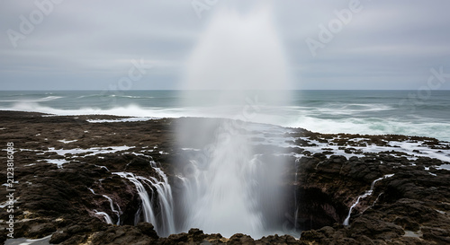 Ocean Waves Long Exposure Blowhole Water Spout