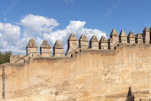 Ruins of Moorish Gibralfaro Castle, located on hill above fortress Alcazaba, Malaga, Spain, Andalusia