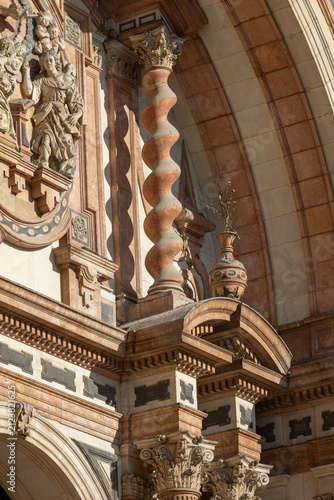 Baroque decorative facade of 16th century Malaga Cathedral; located at Bishop's Square, Malaga; Andalusia; Spain