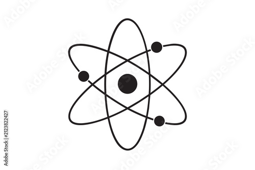 Atom symbol icon isolated on white background for science education physics research and technology design